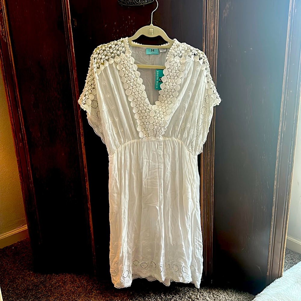 Brand new South Main White Lace Detail Dress